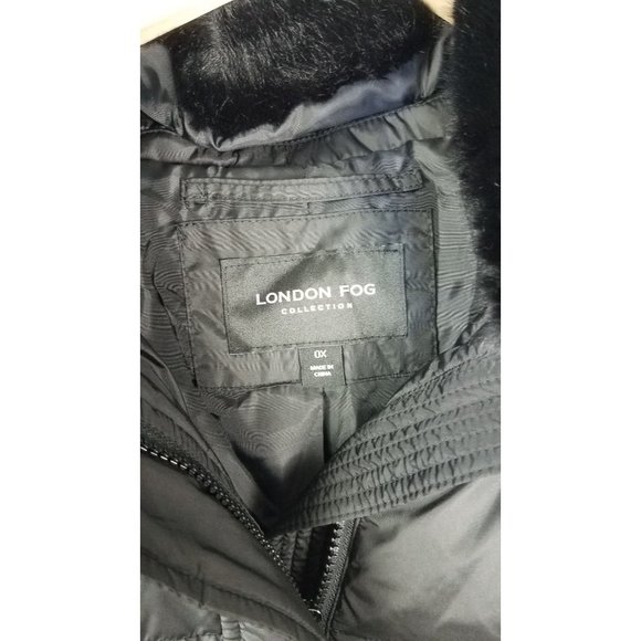 London Fog Women's Sz. 0X(12W/14W) Black Mid Length Down Hooded Coat NWT - Picture 2 of 6